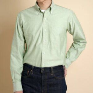 Kirkland Signature Shirt Mens XL Green Blue Long Sleeve Non-Iron Casual Dad